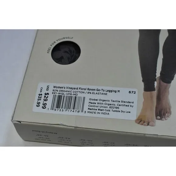 Pact Vineyard Floral Raven Go To Leggings Grey Floral Yoga Athleisure Womens M - Picture 3 of 7